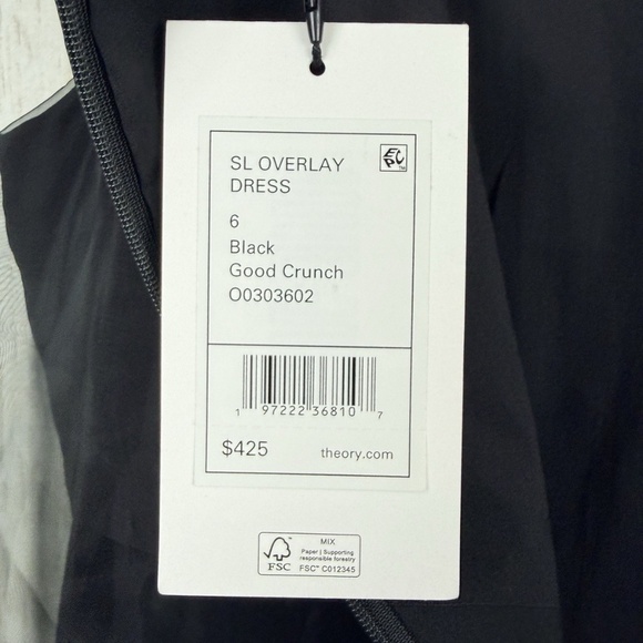 Theory Organza Layer Mini Shift Dress Sleeveless Black Size 6 Defects - Picture 4 of 13